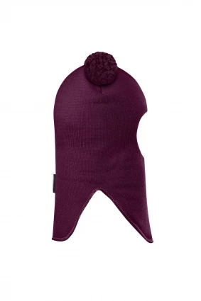 Зимняя шапочка шлем Corona.hm "Пандочка с помпонами МЕЛАНЖ" бордо