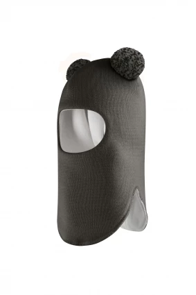Зимова шапочка-шолом Corona.hm "Пандочка з помпонами МЕЛАНЖ" графіт