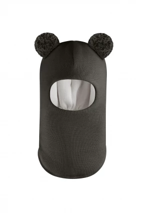 Зимова шапочка-шолом Corona.hm "Пандочка з помпонами МЕЛАНЖ" графіт