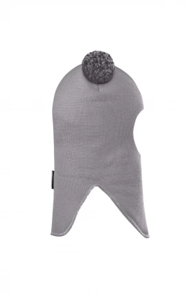 Зимова шапочка-шолом Corona.hm "Пандочка з помпонами МЕЛАНЖ" димка