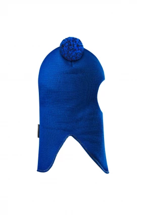 Зимняя шапочка шлем Corona.hm "Пандочка с помпонами МЕЛАНЖ" электрик