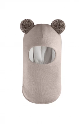 Зимняя шапочка шлем Corona.hm "Пандочка с помпонами МЕЛАНЖ" капучино