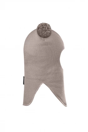 Зимняя шапочка шлем Corona.hm "Пандочка с помпонами МЕЛАНЖ" капучино