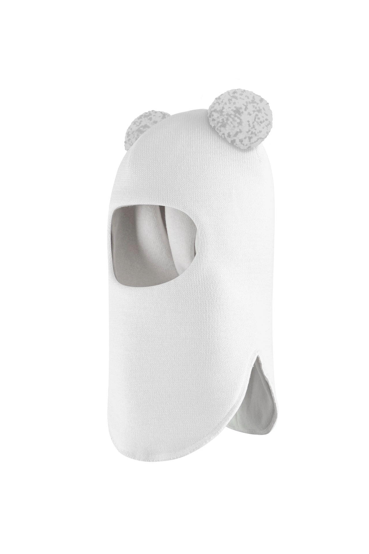 Зимова шапочка-шолом Corona.hm "Пандочка з помпонами МЕЛАНЖ" молоко