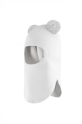 Зимова шапочка-шолом Corona.hm "Пандочка з помпонами МЕЛАНЖ" молоко