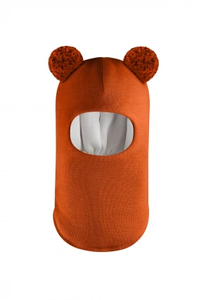 Зимняя шапочка шлем Corona.hm "Пандочка с помпонами МЕЛАНЖ" оранж