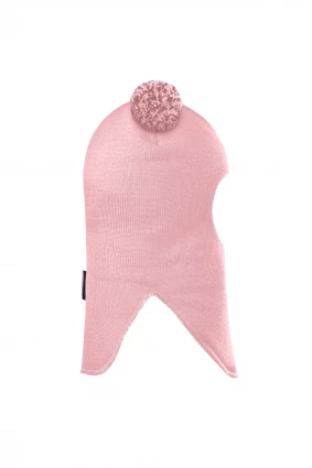 Зимняя шапочка шлем Corona.hm "Пандочка с помпонами МЕЛАНЖ" розовый