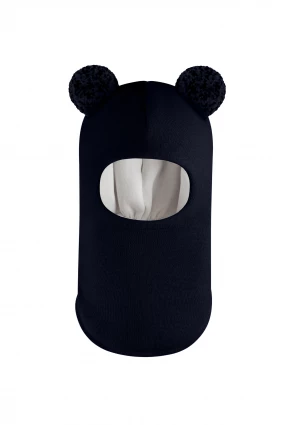 Зимняя шапочка шлем Corona.hm "Пандочка с помпонами МЕЛАНЖ" синий бархат