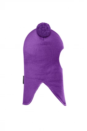 Зимова шапочка-шолом Corona.hm "Пандочка з помпонами МЕЛАНЖ" фіалка