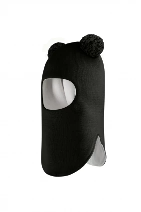 Зимняя шапочка шлем Corona.hm "Пандочка с помпонами МЕЛАНЖ" черный