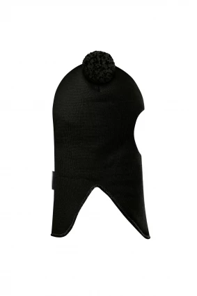 Зимняя шапочка шлем Corona.hm "Пандочка с помпонами МЕЛАНЖ" черный