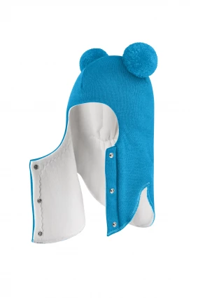 Зимняя шапочка шлем Corona.hm "Пандочка" на кнопках бирюза