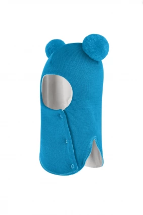 Зимова шапочка-шолом Corona.hm "Пандочка"  із кнопками  бірюза