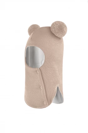 Зимняя шапочка шлем Corona.hm "Пандочка" на кнопках беж золотой