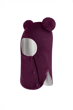 Зимова шапочка-шолом Corona.hm "Пандочка"  із кнопками  бордо