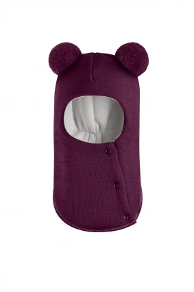 Зимова шапочка-шолом Corona.hm "Пандочка"  із кнопками  бордо