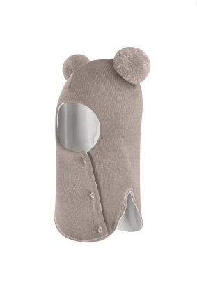 Зимняя шапочка шлем Corona.hm "Пандочка" на кнопках капучино