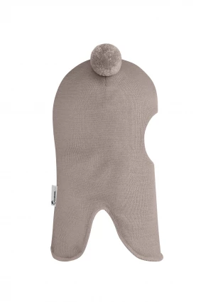 Зимняя шапочка шлем Corona.hm "Пандочка" на кнопках капучино