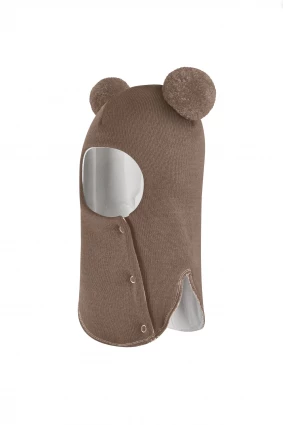 Зимняя шапочка шлем Corona.hm "Пандочка" на кнопках молочный шоколад