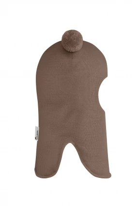 Зимняя шапочка шлем Corona.hm "Пандочка" на кнопках молочный шоколад