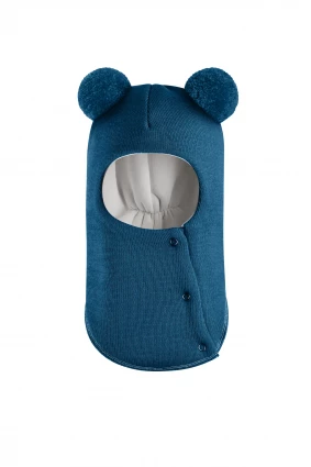 Зимняя шапочка шлем Corona.hm "Пандочка" на кнопках морская волна