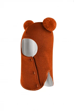 Зимняя шапочка шлем Corona.hm "Пандочка" на кнопках оранж