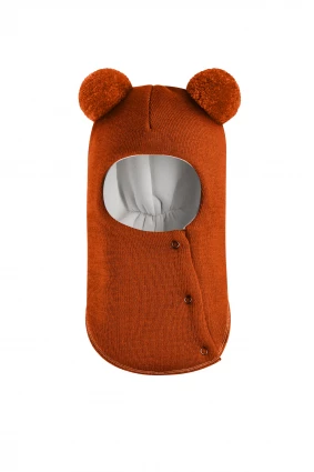 Зимняя шапочка шлем Corona.hm "Пандочка" на кнопках оранж