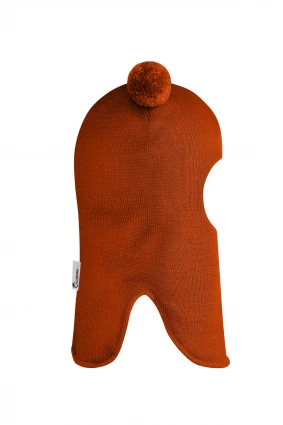 Зимняя шапочка шлем Corona.hm "Пандочка" на кнопках оранж