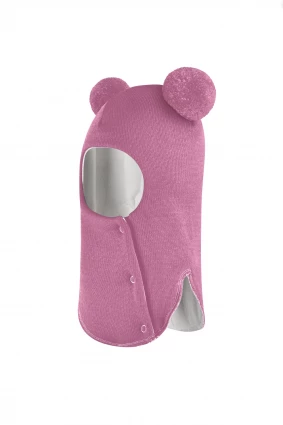 Зимова шапочка-шолом Corona.hm "Пандочка"  із кнопками  пильно-рожевий