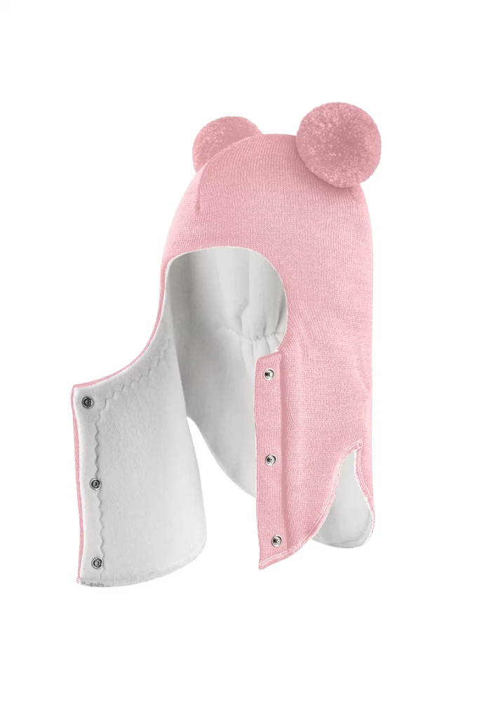 Зимняя шапочка шлем Corona.hm "Пандочка" на кнопках розовый