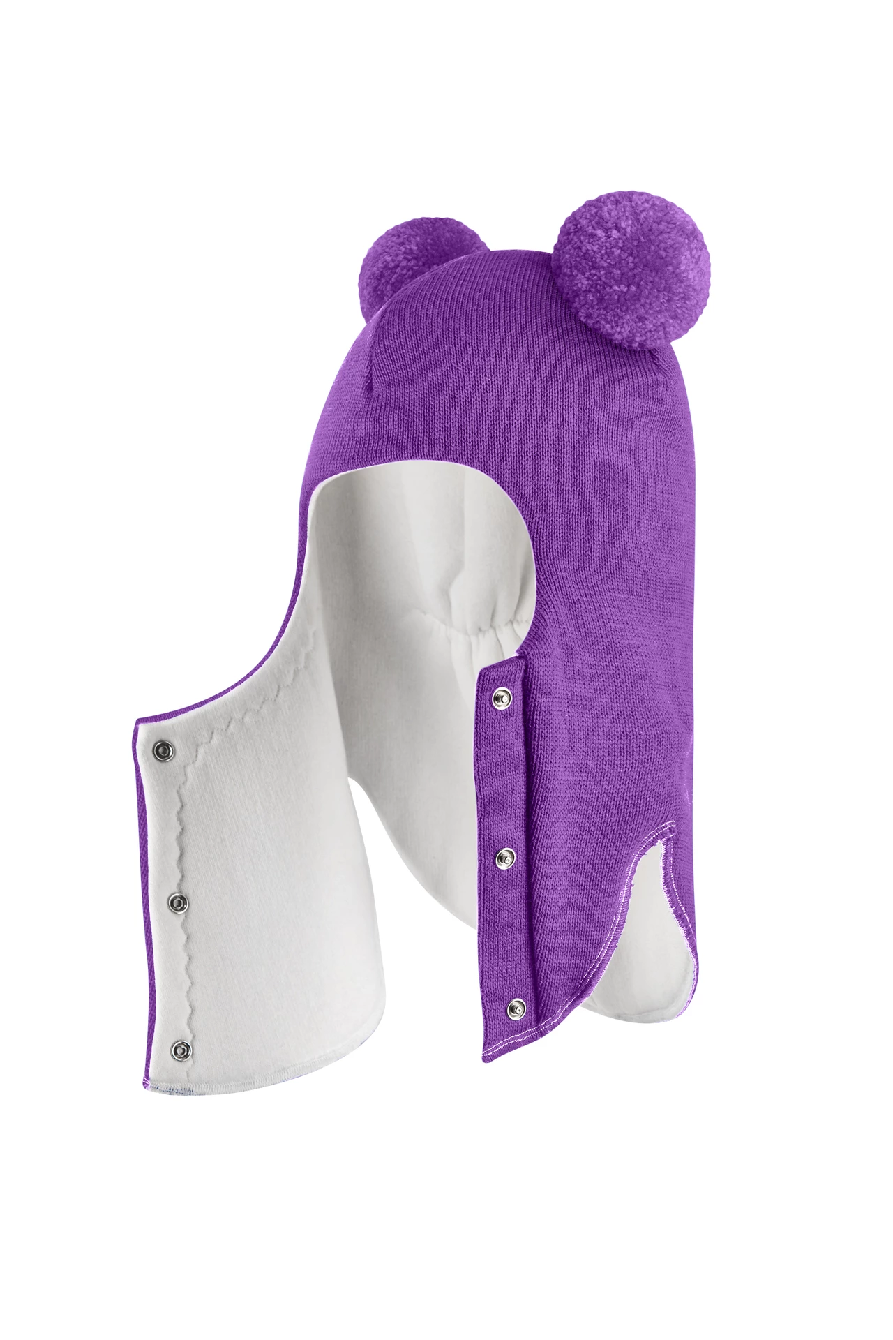 Зимова шапочка-шолом Corona.hm "Пандочка"  із кнопками  фіалка