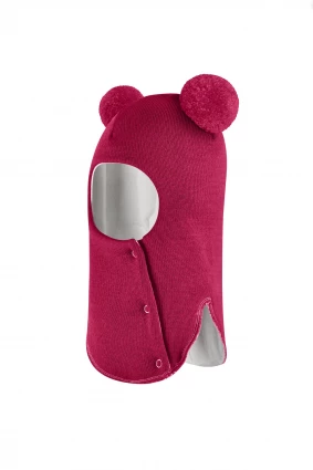 Зимняя шапочка шлем Corona.hm "Пандочка" на кнопках ягодный