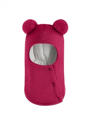 Зимняя шапочка шлем Corona.hm "Пандочка" на кнопках ягодный