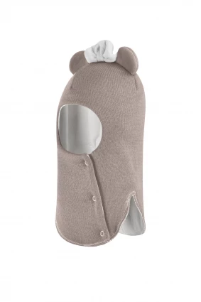 Зимняя шапочка шлем Corona.hm "Мисс Минни" на кнопочках капучино