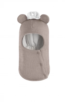 Зимняя шапочка шлем Corona.hm "Мисс Минни" на кнопочках капучино