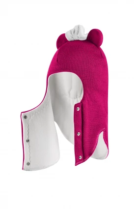 Зимова шапочка-шолом Corona.hm "Міс Мінні" з кнопочками малина