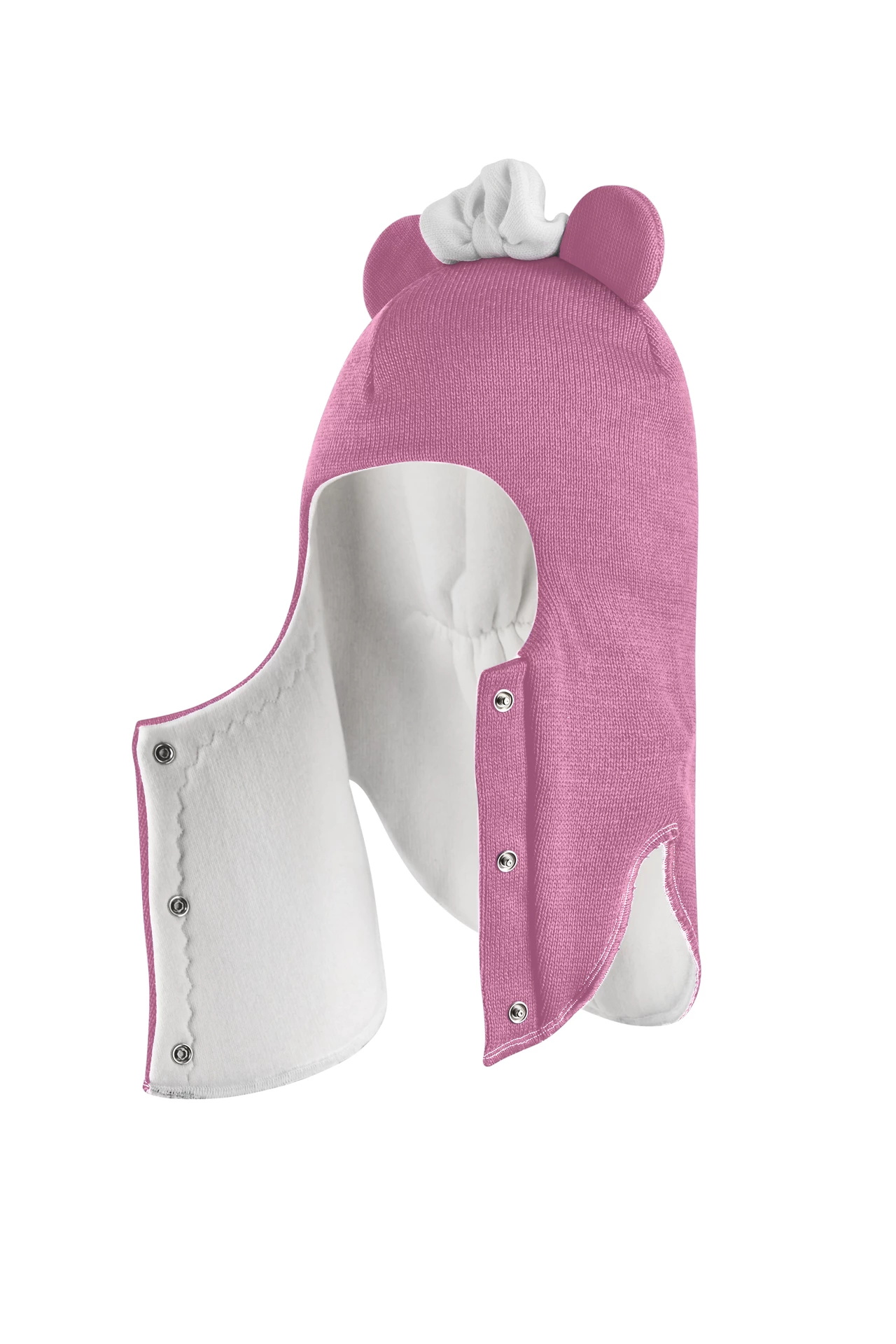 Зимова шапочка-шолом Corona.hm "Міс Мінні" з кнопочками пильно-рожевий