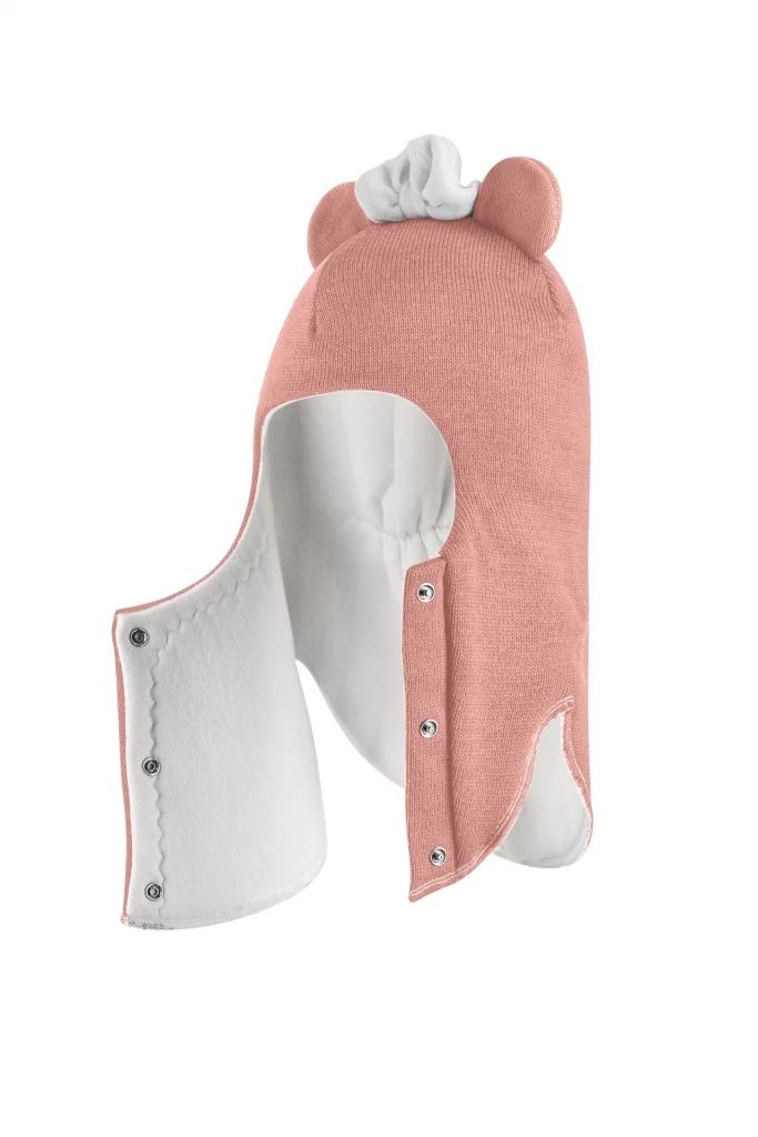 Зимова шапочка-шолом Corona.hm "Міс Мінні" з кнопочками пудра