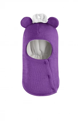 Зимняя шапочка шлем Corona.hm "Мисс Минни" на кнопочках фиалка