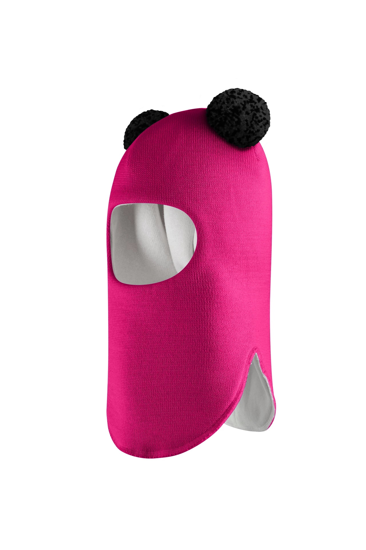 Зимова шапочка-шолом Corona.hm "Пандочка з чорними помпонами" малина