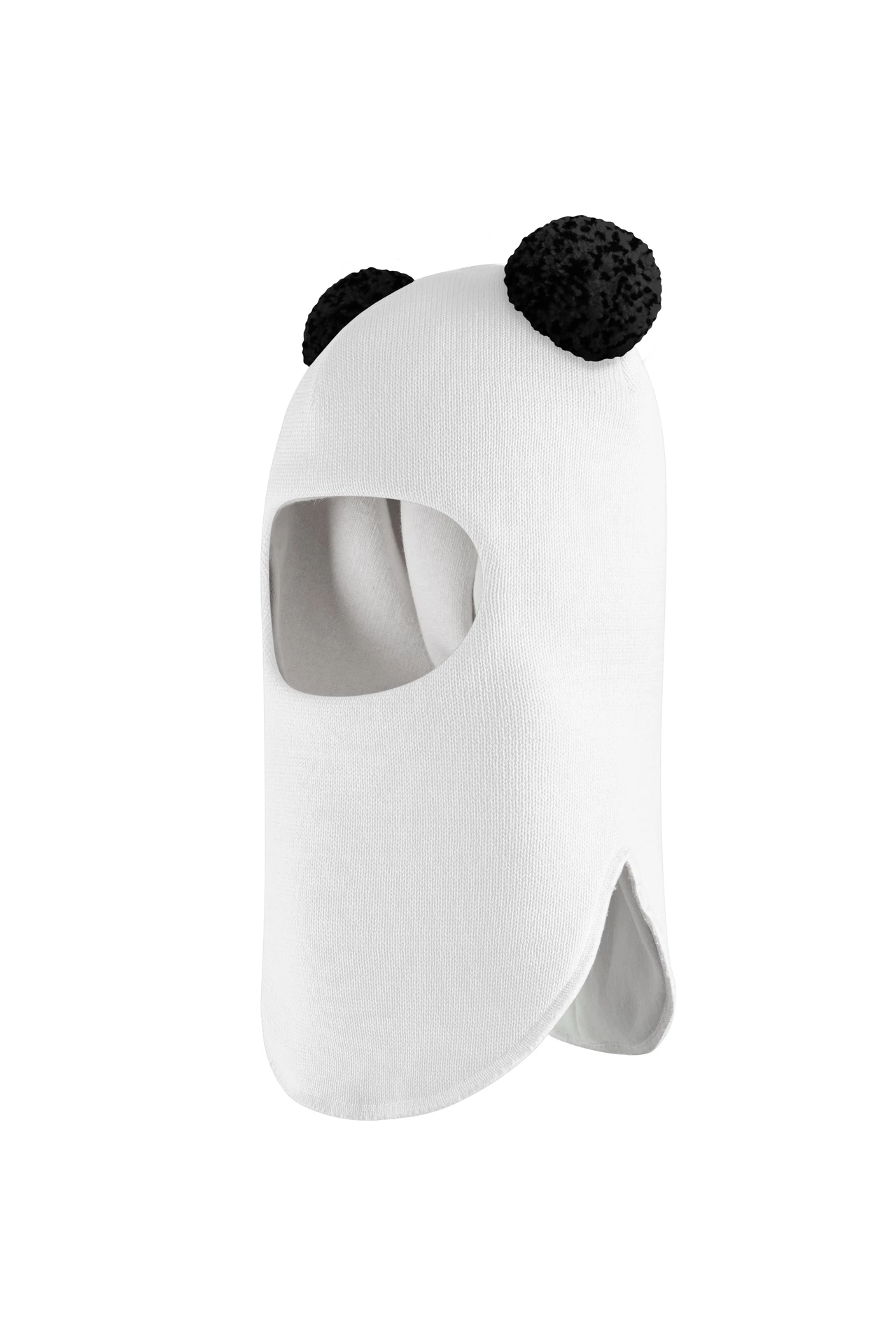 Зимова шапочка-шолом Corona.hm "Пандочка з чорними помпонами" молоко
