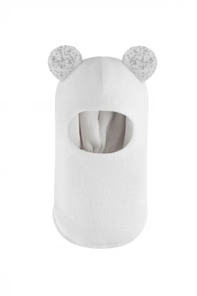 Зимова шапочка-шолом Corona.hm "Пандочка з помпонами МЕЛАНЖ" молоко