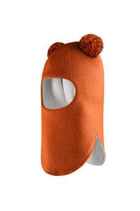 Зимова шапочка-шолом Corona.hm "Пандочка з помпонами МЕЛАНЖ" помаранчевий