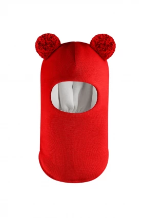 Зимова шапочка-шолом Corona.hm "Пандочка з помпонами МЕЛАНЖ" червоний