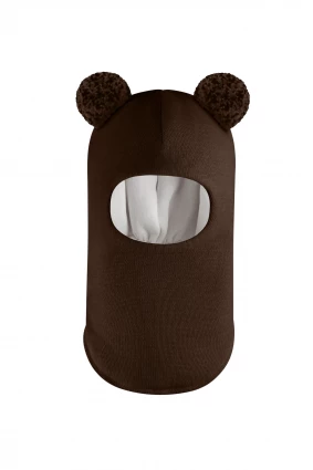 Зимова шапочка-шолом Corona.hm "Пандочка з помпонами МЕЛАНЖ" шоколад