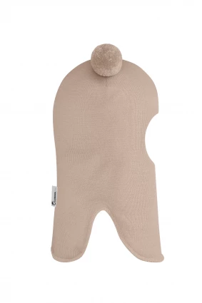 Зимова шапочка-шолом Corona.hm "Пандочка"  із кнопками  беж золотий