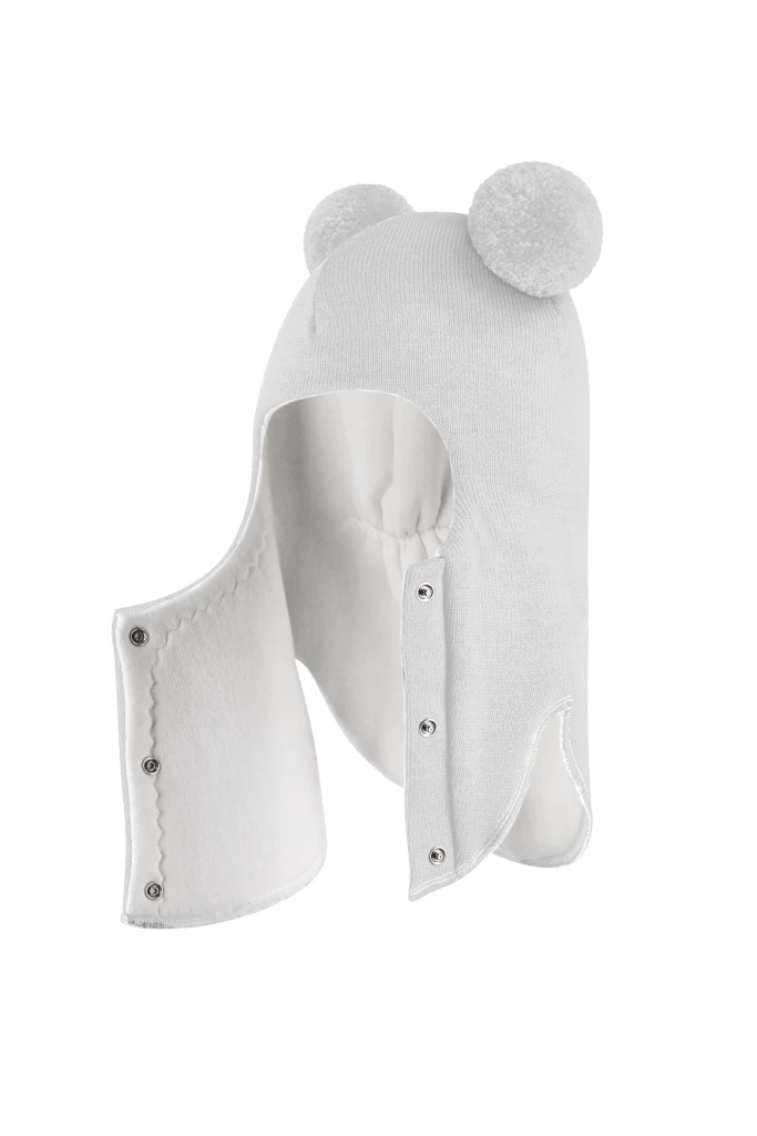 Зимняя шапочка шлем Corona.hm "Пандочка" на кнопках молоко