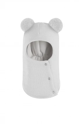 Зимняя шапочка шлем Corona.hm "Пандочка" на кнопках молоко