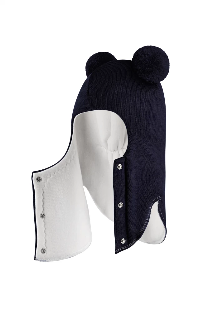 Зимова шапочка-шолом Corona.hm "Пандочка"  із кнопками  синій