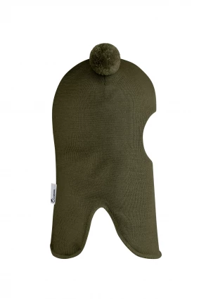 Зимова шапочка-шолом Corona.hm "Пандочка"  із кнопками  хакі